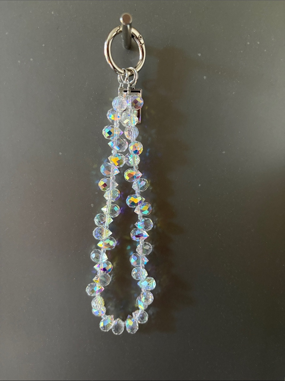 Crystal Bead Bracelet Keychain - Iridescent